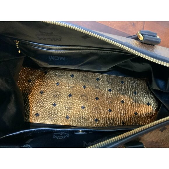 MCM Authentic Ottomar Weekender Bag Copper Gold Metallic Logo Monogram Unisex - Picture 10 of 12